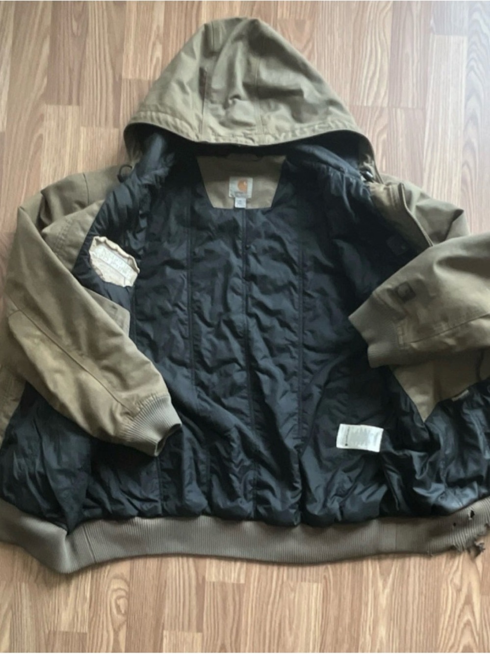 Carhartt Brown Hooded Heavyweight Work Bomber Jacket Men’s XL Log Creek TimberCo - Picture 10 of 13